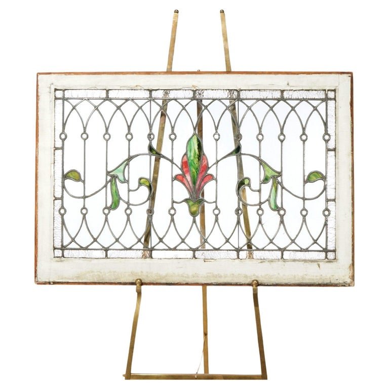 Antique Arts & Crafts Leaded Stained Glass Window  c1920 (1 of 16)