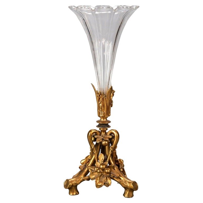 Antique French Rococo Gilt Bronze & Crystal Branch Form Epergne Vase 19th C (1 of 15)