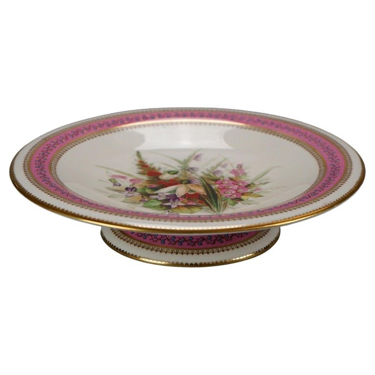 Antique Hand Painted Floral Compote, Signed Oxford London F&C Osler 19th C (1 of 8)