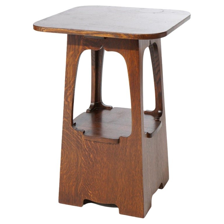 Antique Arts & Crafts Limbert by Stickley Mission Oak Lamp Stand  20th C (1 of 14)