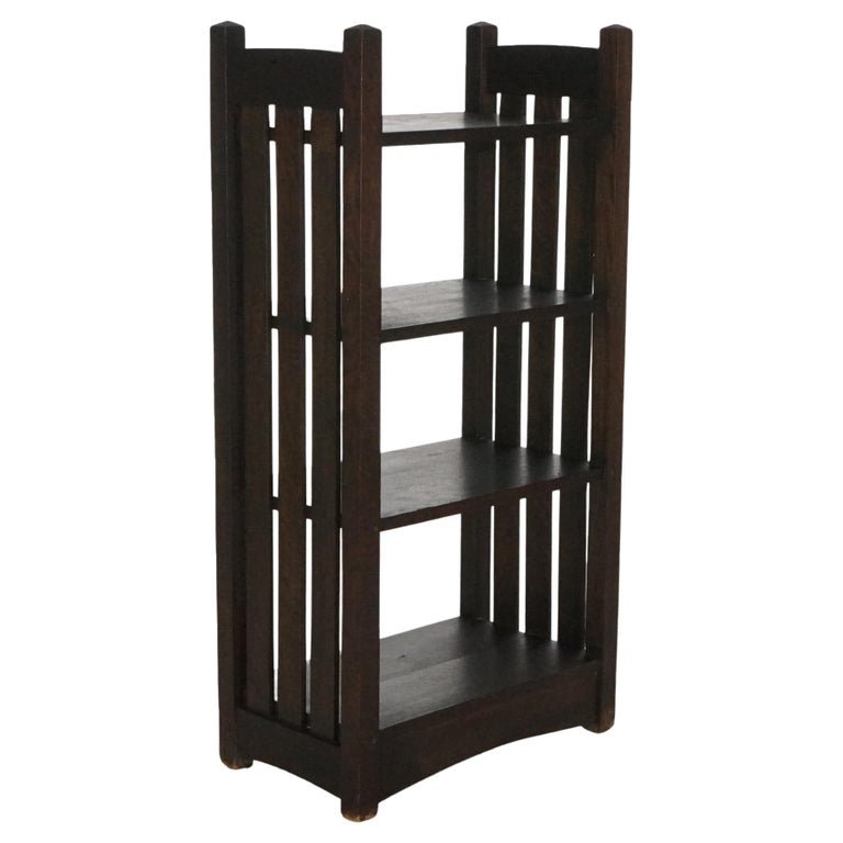 Antique Arts & Crafts Stickley School Oak Four Shelf Magazine Bookshelf  c1910 (1 of 13)