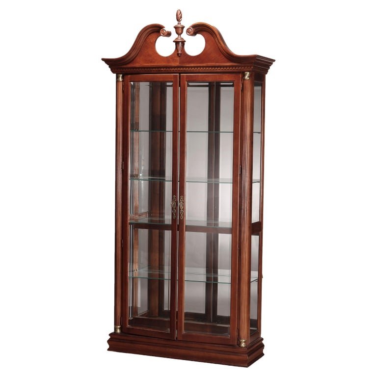 Federal Style Carved Mahogany Mirrored Display Cabinet by Pulaski, 20thC (1 of 18)