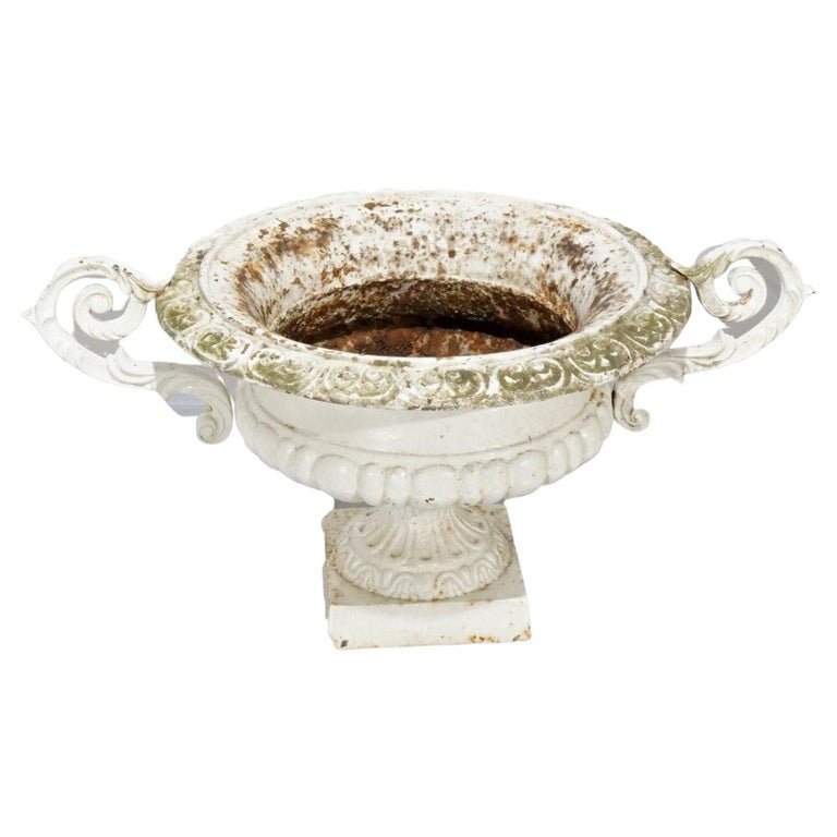 Antique Classical Cast Iron Garden Urn With Handles Circa 1890 (1 of 6)