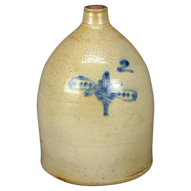 Antique  Stoneware Pottery Blue Decorated Jug 19thC (1 of 10)