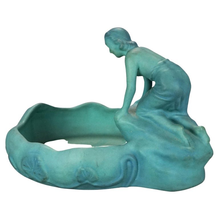Antique Arts & Crafts Van Briggle Art Pottery Figural Lady of the Lake, c1920 (1 of 9)