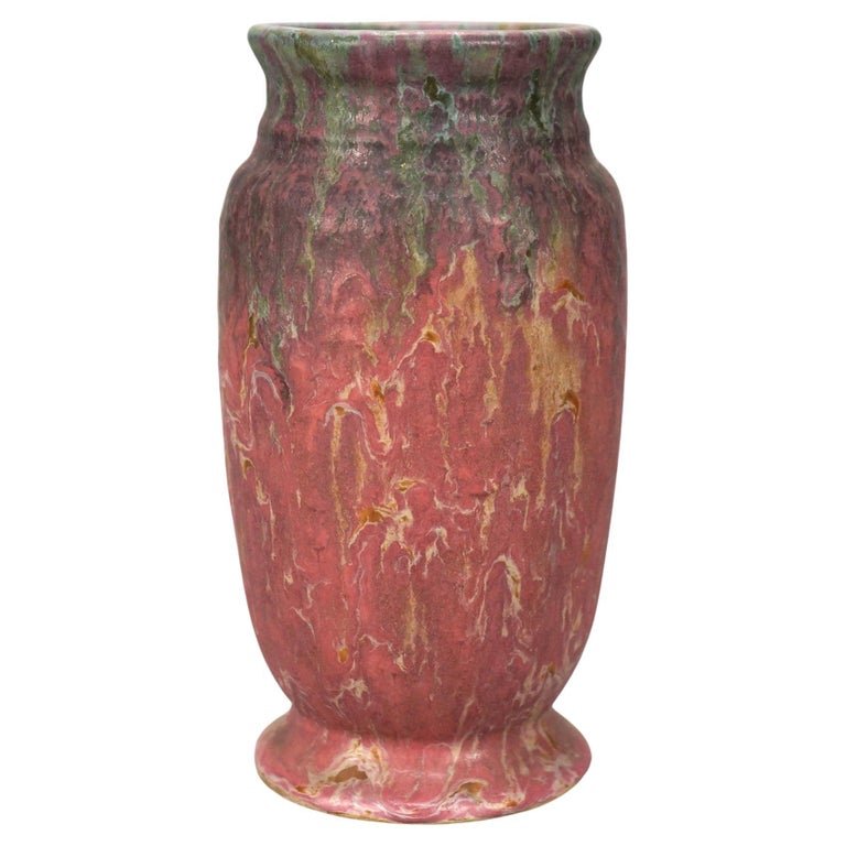 Antique Roseville Art Pottery Carnelian II Vase Circa 1920: Antique Roseville Art Pottery Carnelian II Vase Circa 1920. Measures- 7.25''H x 3.25''W x 3.25''D *** OPTIONAL SHIPPING & DELIVERY - While onsite retrieval is always welcome at no charge, this item ca