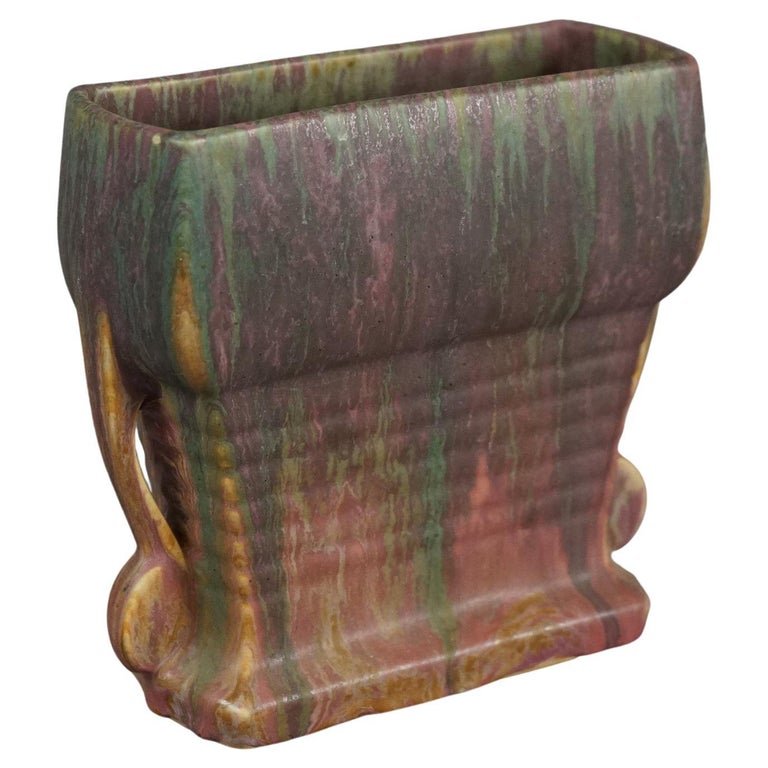 Antique Roseville Carnelian II Art Pottery Handled Vase Circa 1920 (1 of 8)