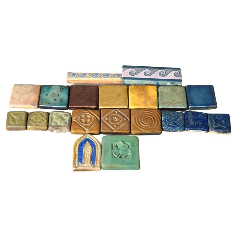 20 Antique Arts & Crafts Art Pottery Wall Tiles Circa 1910: 20 Antique Arts & Crafts Art Pottery Wall Tiles Circa 1910. Measures - Largest 6" x 2.5" x .5" *** OPTIONAL SHIPPING & DELIVERY - While onsite retrieval is always welcome at no charge, this item can b