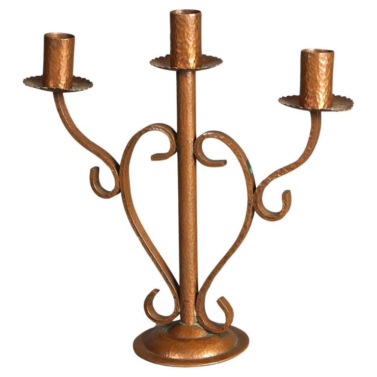 Antique Arts And Crafts Hammered Candelabra By Avalon C1910 (1 of 10)