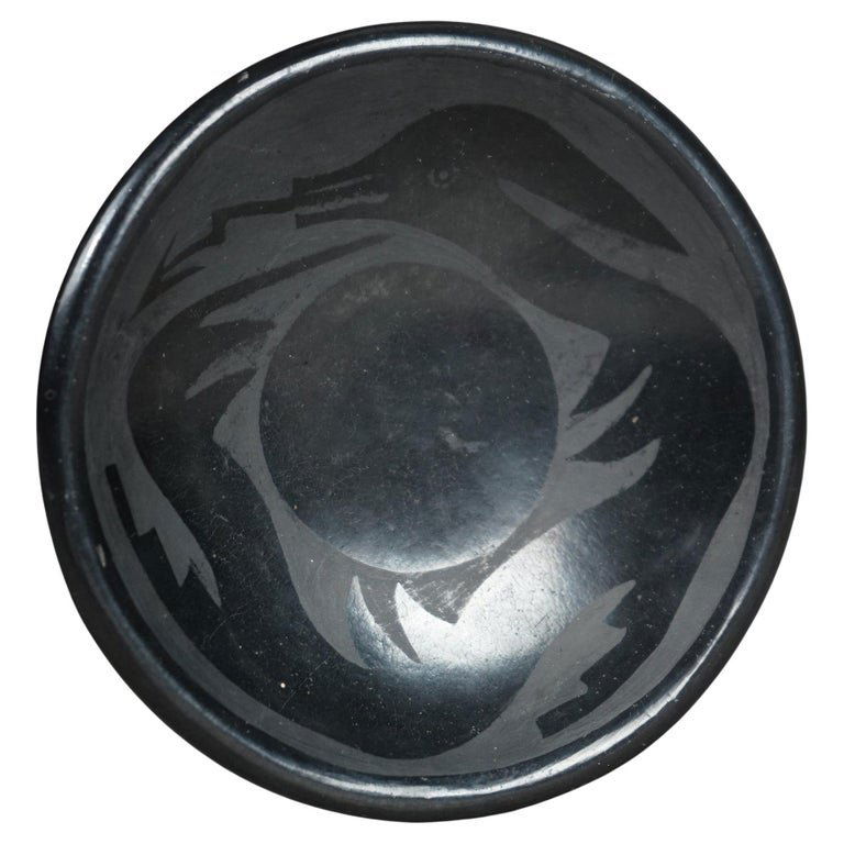 San Ildefonso Black on Black Native American Pottery Saucer by Teresita Christina c1910: San Ildefonso Black on Black Native American Pottery Saucer by Teresita Christina c1910. Measures - 1.25"H x 5.25"Diam. *** OPTIONAL SHIPPING & DELIVERY - While onsite retrieval is always welcome at n