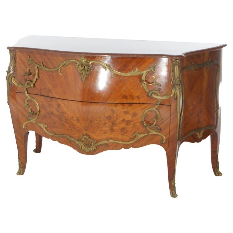 Antique Louis XIV Kingwood And Satinwood Ormolu Marble Top Commode C1920 (1 of 17)