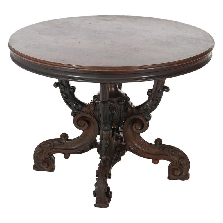 Antique Renaissance Revival Belter School Carved Rosewood Center Table C1880 (1 of 11)