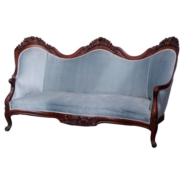 Antique Rococo Revival Belter Rosalie w/Grapes Laminated Rosewood Settee Sofa, c1860 (1 of 18)