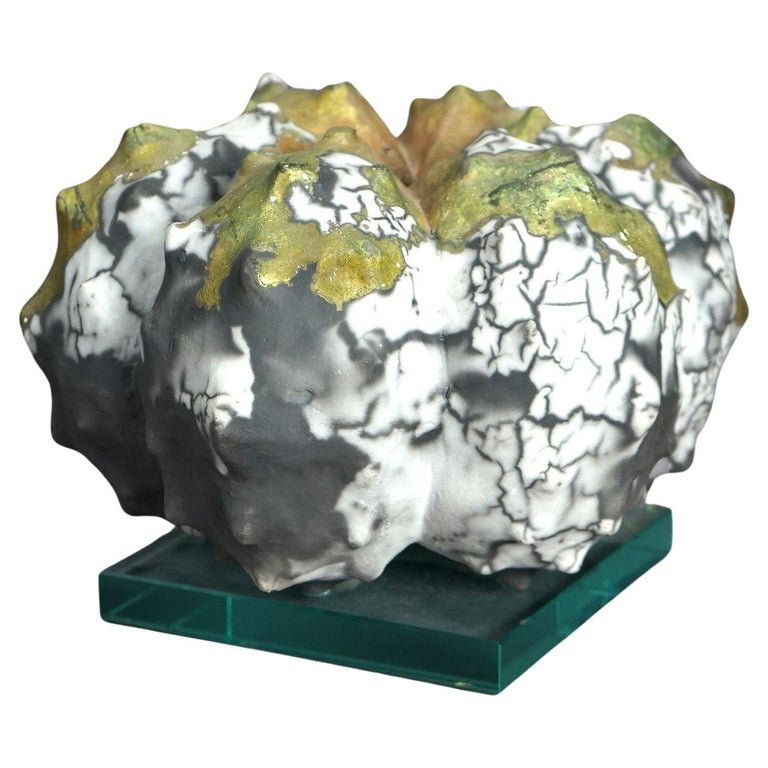 Mid Century Modern Abstract Squash Form Sculpture on Lucite Base by Evans C1960: Mid Century Modern Abstract Squash Form Sculpture on Lucite Base by Evans Designs C1960. Measures- 7''H x 10''W x 10''D. *** OPTIONAL SHIPPING & DELIVERY - While onsite retrieval is always welcome at