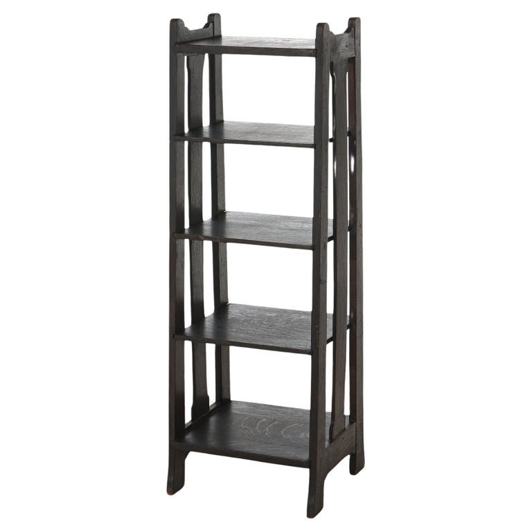 Antique Arts & Crafts Stickley Brothers Oak Magazine Rack C1915: Antique Arts & Crafts Stickley Brothers Oak Magazine Rack with Slat Sides & Graduated Shelves C1915. Measures- 41.75''H x 14''W x 13.75''D. *** OPTIONAL SHIPPING & DELIVERY - While onsite retrieval is