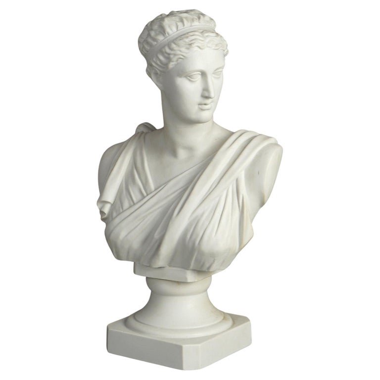 Bust of Diana, French Neoclassical Parian Porcelain C1900: Antique French Neoclassical Parian Porcelain Bust of Diana C1900. Measures- 17.5''H x 9.75''W x 6''D. *** OPTIONAL SHIPPING & DELIVERY - While onsite retrieval is always welcome at no charge, this ite