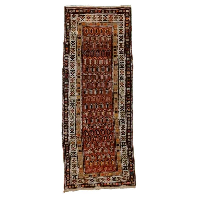 Antique Kurd Oriental Wool Long Rug Runner Circa 1920 - 113"L x 45"W (1 of 13)