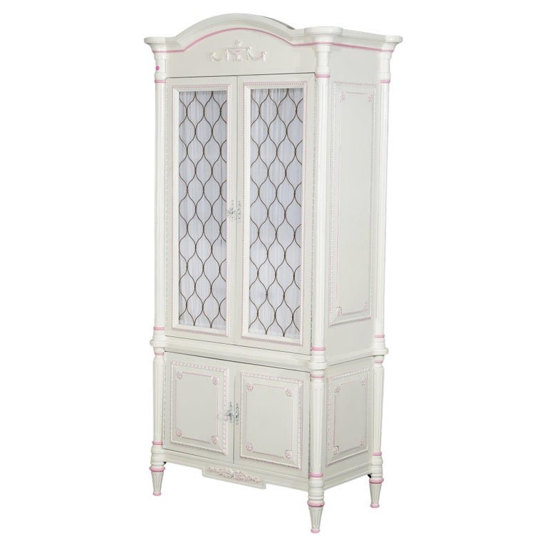 French Style Armoire With Rose Pink Accents 20hC (1 of 17)