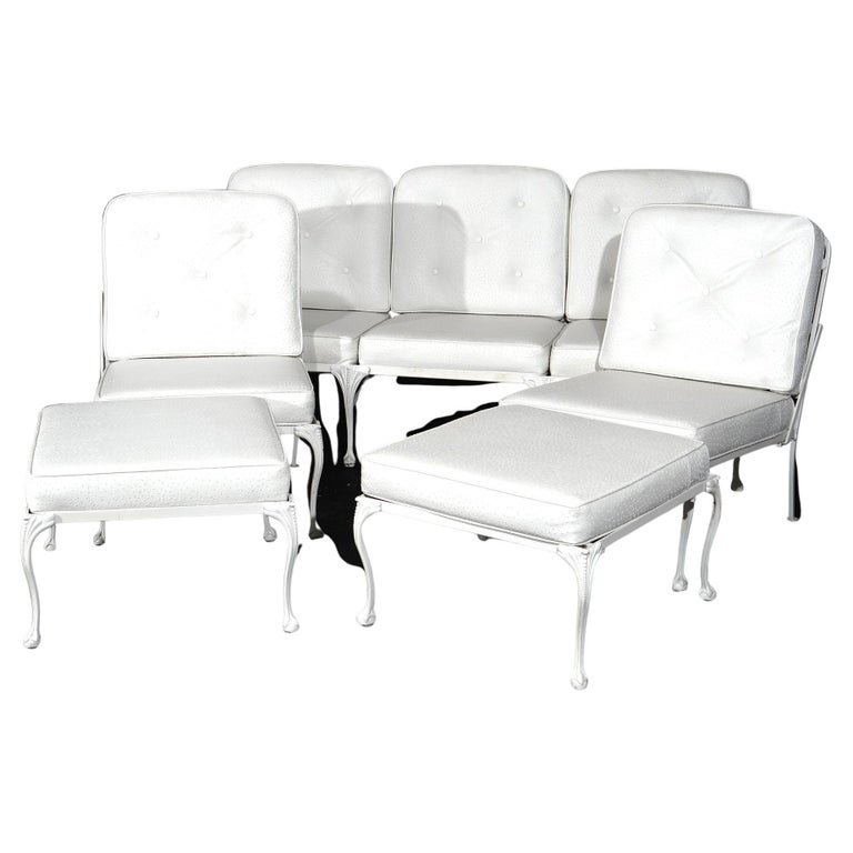 Painted & Scrolled Wrought Iron Sofa, Two Chairs & Two Ottomans 20th C (1 of 20)