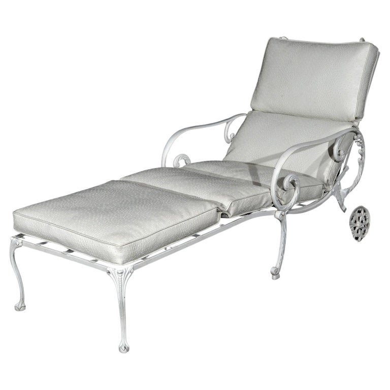 Painted & Scrolled Wrought Iron Chaise Lounge with Cushions 20th C (1 of 10)