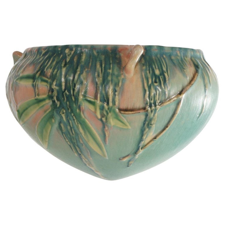Roseville Art Pottery Hanging Planter, Moss Pattern, C1936 (1 of 9)