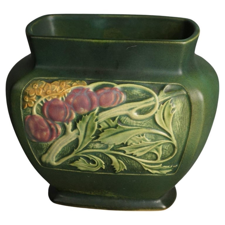 Antique Roseville Art Pottery Pillow Vase with Rosecraft Panel C1915 (1 of 7)