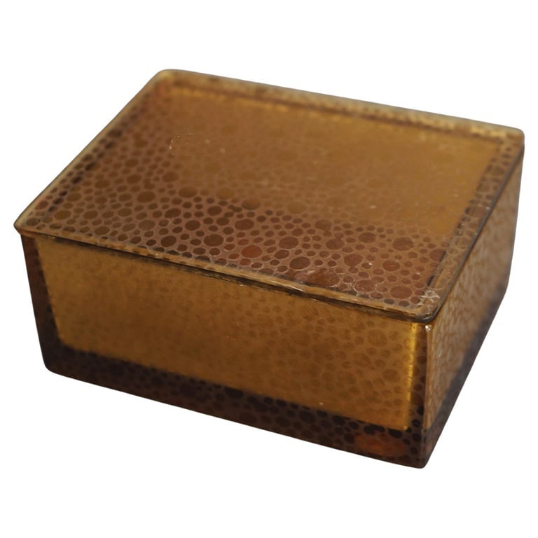 Vintage Signed Steuben Amber Art Glass Lidded Jewelry Box C1930 (1 of 7)