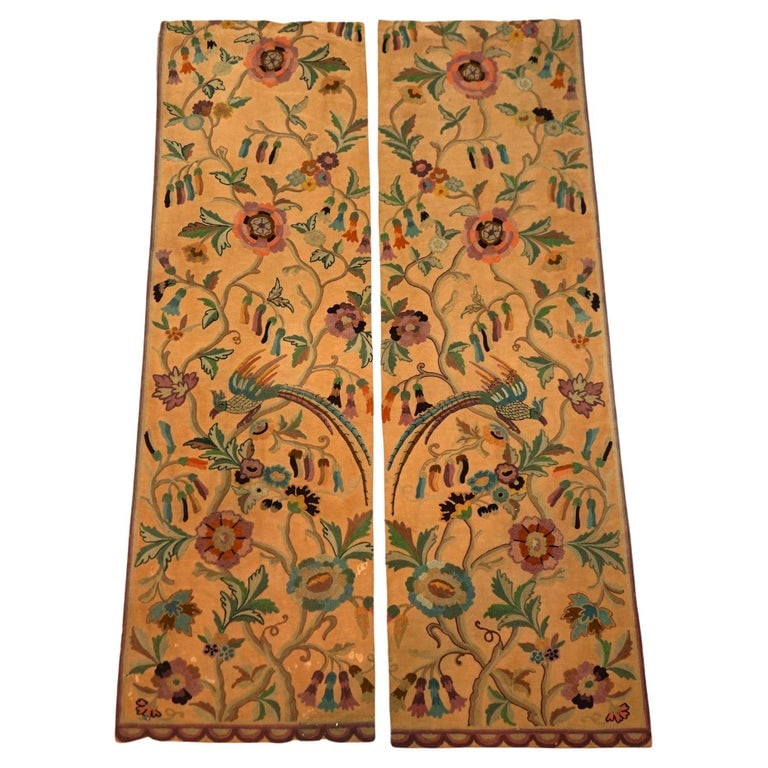 Pair of Antique Floral Crewel Work & Embroidered Table Runners 19thC: Pair of Antique Floral Crewel Work And Embroidered Table Runners 19thC. Measures - 79" x 23.5". *** OPTIONAL SHIPPING & DELIVERY - While onsite retrieval is always welcome at no charge, we offer IN-HO
