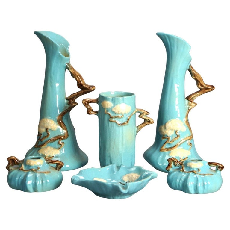 Six Pieces of Roseville Art Pottery, Ming Tree in Blue, Mid 20thC (1 of 9)