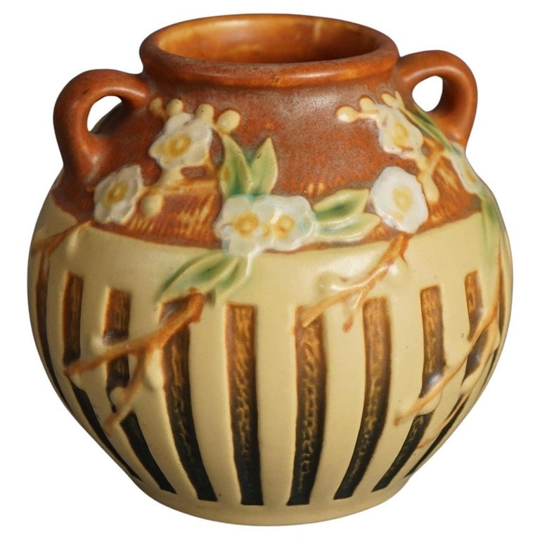 Antique Roseville Art Pottery Vase With Cherry Blossom Pattern C1920 (1 of 7)
