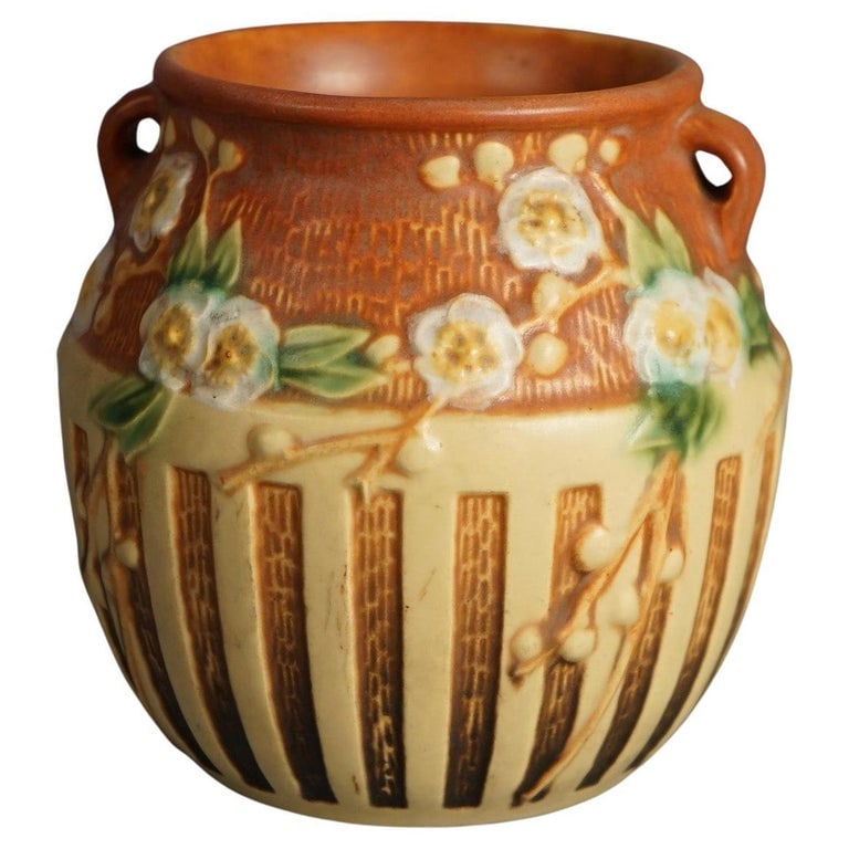 Antique Roseville Art Pottery Vase With Cherry Blossom Pattern C1930 (1 of 7)