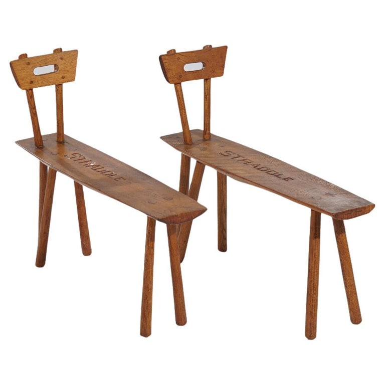 Pair of Old Hickory Adirondack Straddle Benches 20th C (1 of 10)