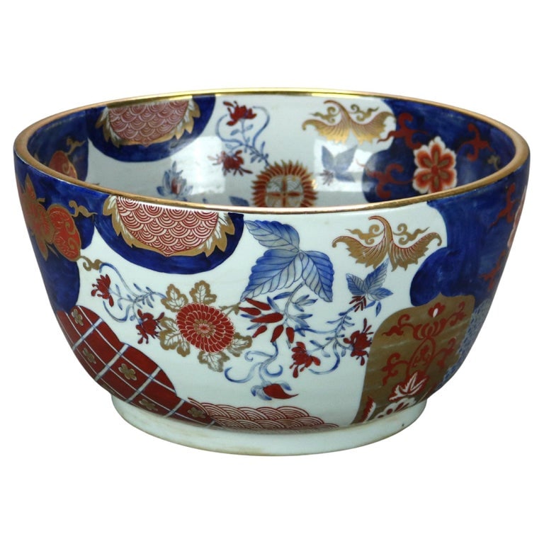 Large 13" Antique Japanese Imari Floral Decorated & Gilt Porcelain Bowl C1890: Large Antique Japanese Imari Floral Decorated & Gilt Porcelain Bowl C1890. Measures - 6 1/2"h x 13 1/2"w x 13 1/2"d. *** OPTIONAL SHIPPING & DELIVERY - While onsite retrieval is always welcome at no c