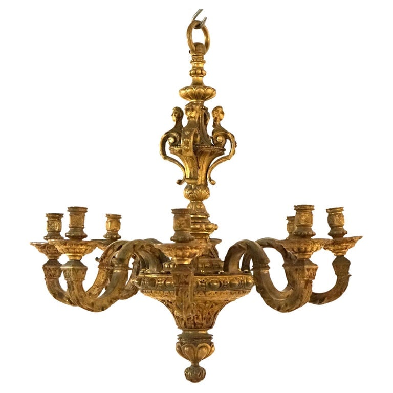 Antique Caldwell French Louis XIV Figural 8-Light Candelabra Chandelier 19thC (1 of 8)