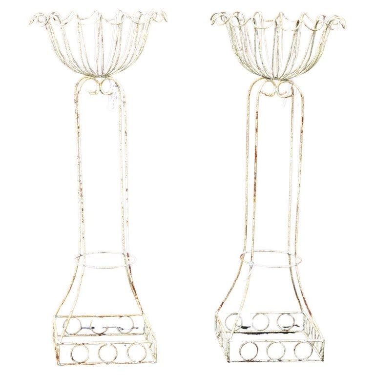 Pair 53" Tall Wire Garden Planters c1930 (1 of 5)