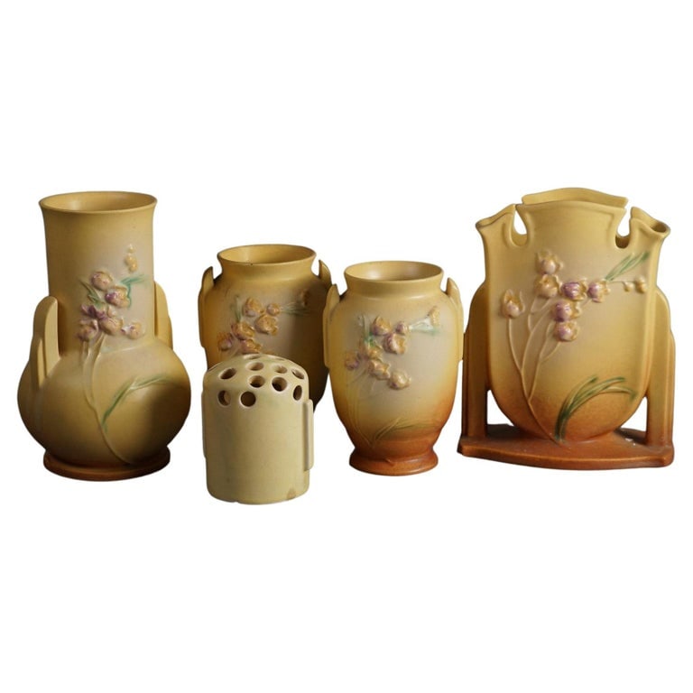 Five Yellow Roseville Art Pottery Items Mid 20thC (1 of 7)