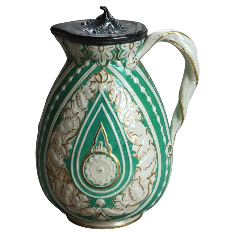 Antique 19thC William Brownfield English Decorated Pottery Pitcher C1890 (1 of 7)