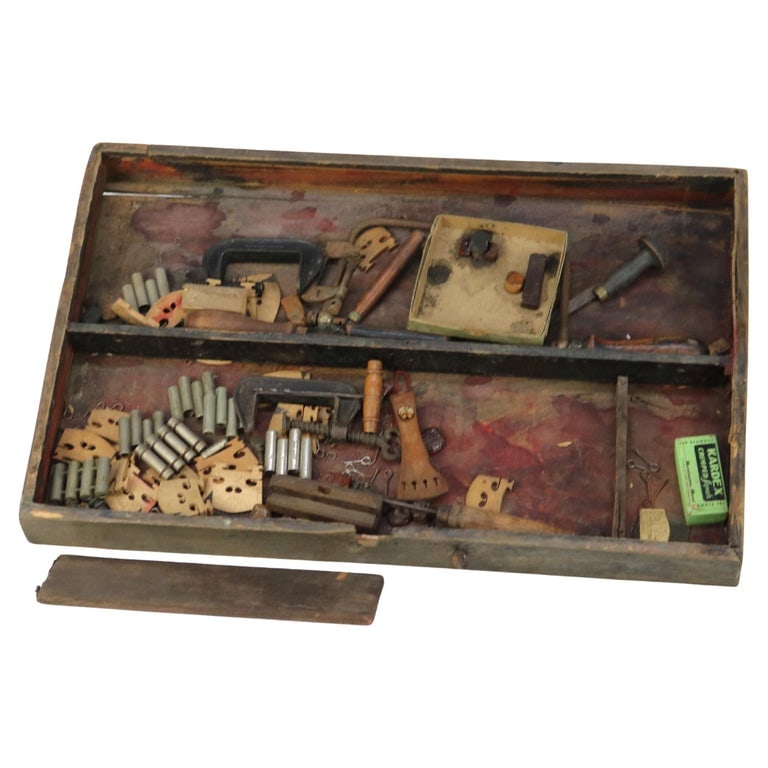 LT Box Of Antique Violin Repair Parts And Tools C1900 (1 of 15)