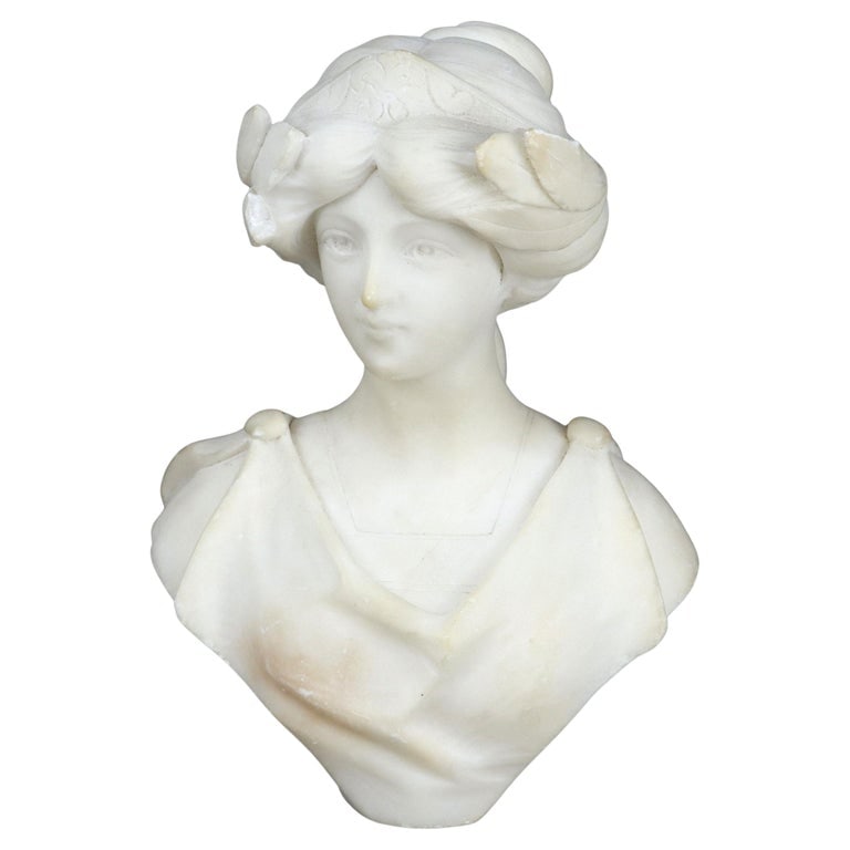Antique Carved Alabaster Bust of a Classical Woman C1890 (1 of 7)