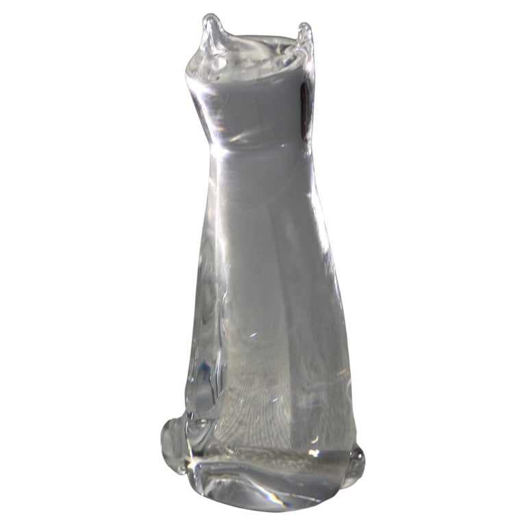 Steuben Art Glass Sitting Cat Figure Signed C1980 (1 of 9)