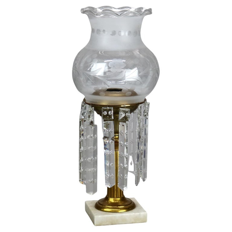 Antique Sinumbra Argand Brass and Crystal Solar Lamp C1840 (1 of 5)