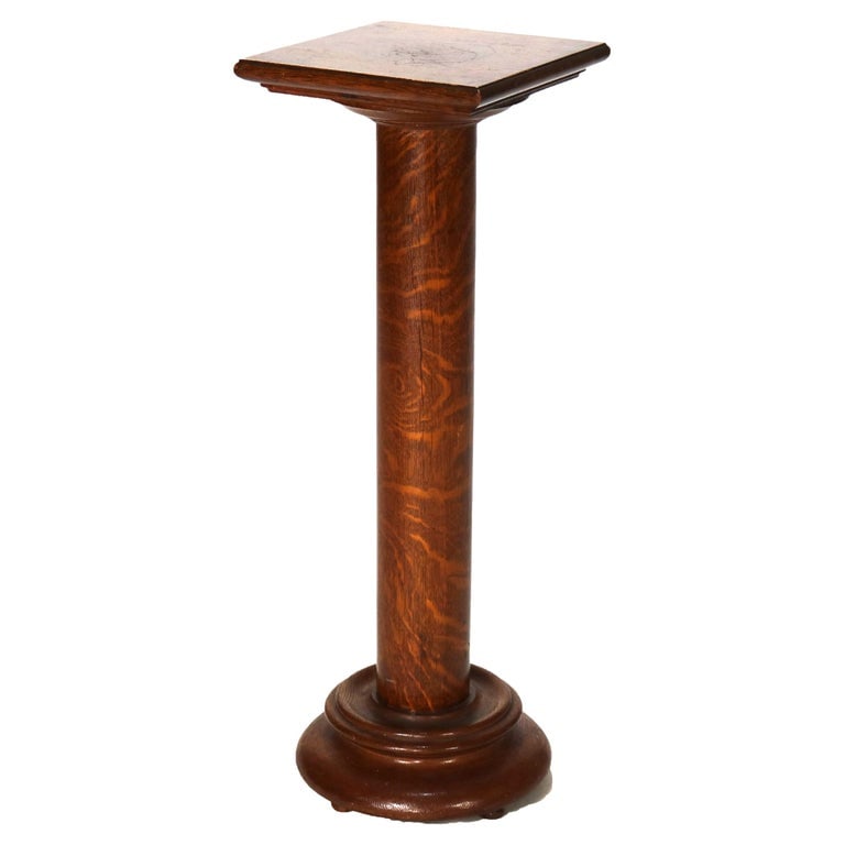 Arts & Crafts RJ Horner Oak Sculpture Pedestal C1920 (1 of 11)