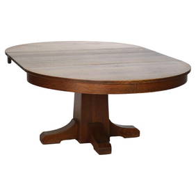 Arts & Crafts L J & G Stickley Oak Dining Table with Three Leaves, Signed, C1910 (1 of 17)