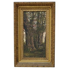 Antique Hudson River School Oil on Canvas Wooded Landscape Scene C1890 (1 of 15)