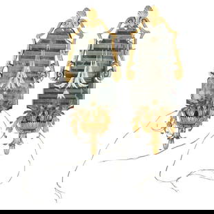 French Louis XIV Gilt Bronze & Mirrored Wall Sconces c1900: Antique French Louis XIV Gilt Bronze & Mirrored Wall Sconces C1900. (19 7/8" x 7 5/8" x 3 1/4"). A pair of antique French wall sconces in the Louis XIV style, dating to circa 1900. These sconces featu