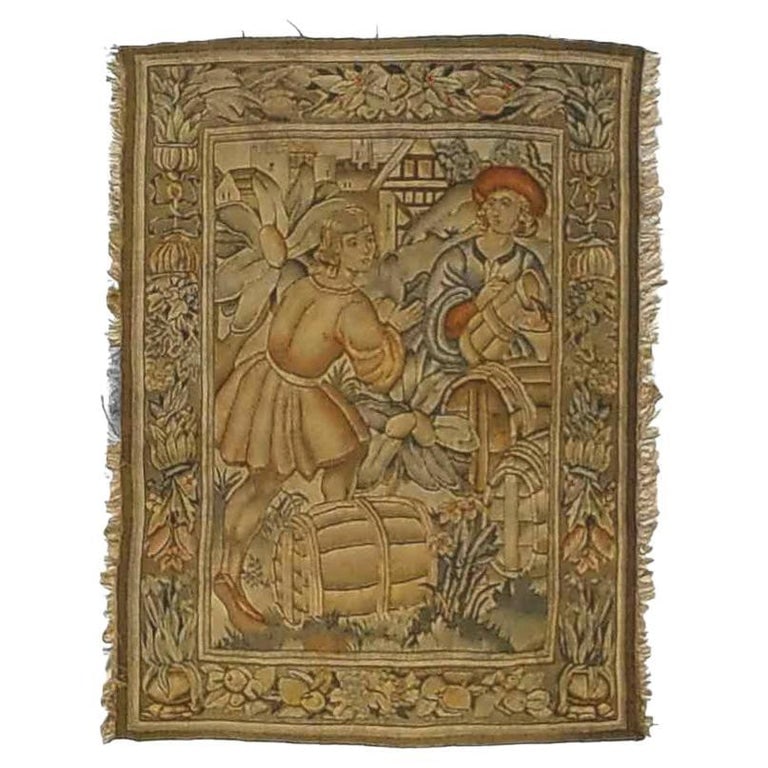 Flemish Belgian Wall Tapestry with Genre Scene 19thC (1 of 11)