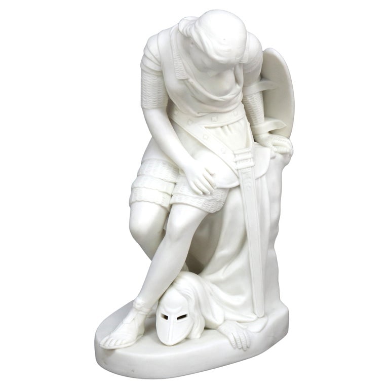 12" Joan of Arc Parian Bisque Porcelain Sculpture Signed John Bell C1848 (1 of 12)