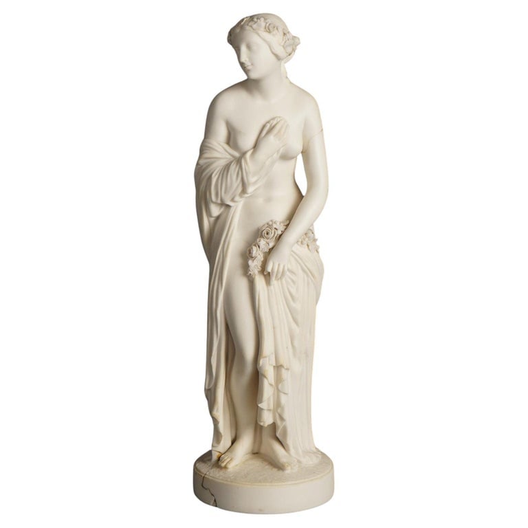 Antique Bisque Porcelain Neoclassical Figure, Partial-Nude Classical Woman C1850: Antique Bisque Porcelain Neoclassical Figure of a Partial-Nude Classical Woman C1850. Measures- 15''H x 4.5''W x 4.5''D. *** OPTIONAL SHIPPING & DELIVERY - While onsite retrieval is always welcome at