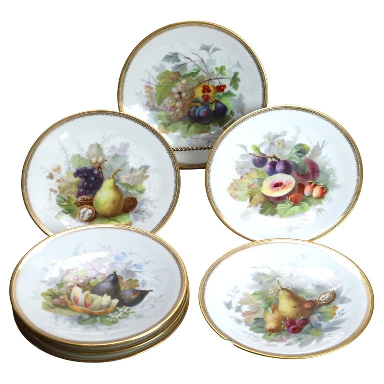 Seven Antique Limoges Mansard Hand Painted & Gilt Porcelain Plates c1880 (1 of 10)