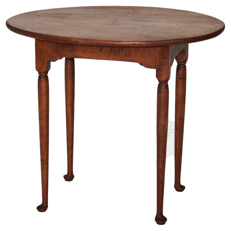 Early 18thC Antique Queen Anne Tiger Maple Serving Stand C1770: Early 18thC Antique Queen Anne Tiger Maple Serving Stand C1770. Measures- 27.75"H x 31.75"W x 24.5"D. *** OPTIONAL SHIPPING & DELIVERY - While onsite retrieval is always welcome at no charge, IN-HOUSE